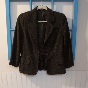 Daisy Fuentes Deep Brown Tweed Blazer with Gold Flecks